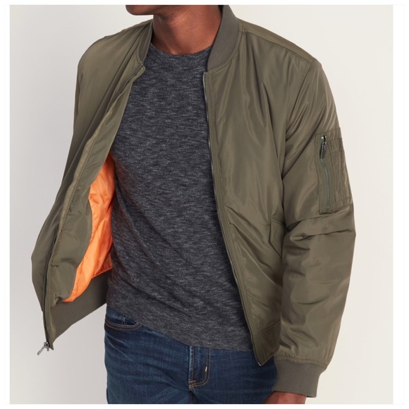 Green Waterresistant Bomber Jacket 